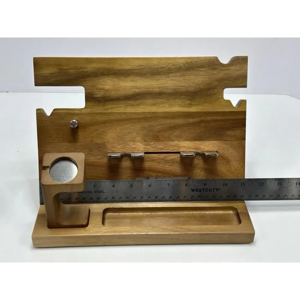 Wood Phone Docking Station Ash Key Holder Wallet Stand Watch‎ Organizer Men